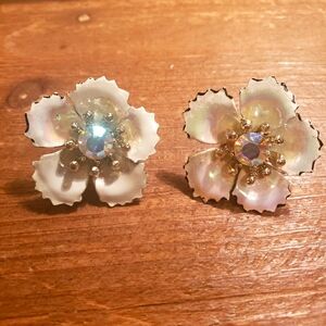 Vintage Coro White Clip Earrings